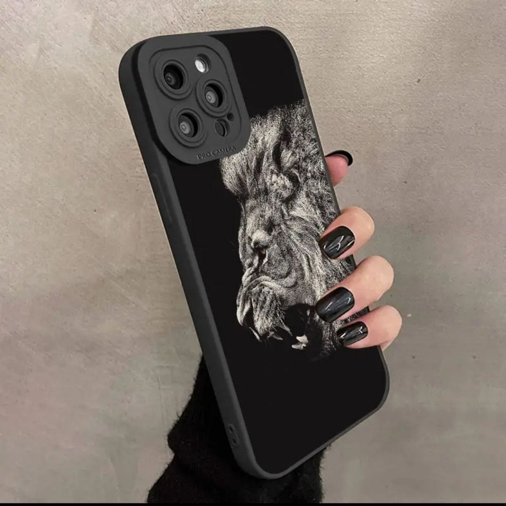 Case For iPhone 13 Pro Lion Pattern BLACK-SALE - Picture 2 of 4